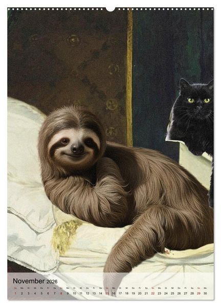 Produktbild: Sloth Art Originals ... eine faultierlangsame Reise durch die Kunstgeschichte (Wandkalender 2026 DIN A2 hoch), CALVENDO Monatskalender