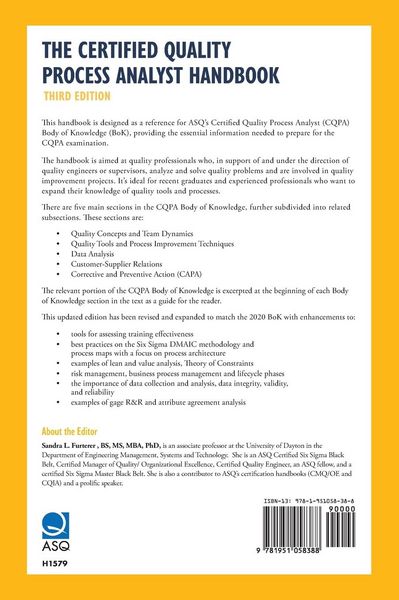 Produktbild: The ASQ Certified Quality Process Analyst Handbook