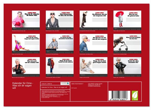 Produktbild: Kalender f&uuml;r Oma - Was ich dir sagen will (Wandkalender 2026 DIN A4 quer), CALVENDO Monatskalender