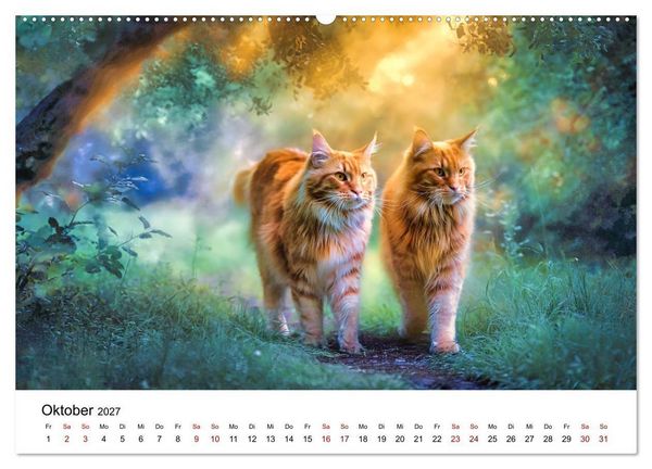 Produktbild: Eleganz in Pelz - ein Maine Coon - Kalender (hochwertiger Premium Wandkalender 2027 DIN A2 quer), Kunstdruck in Hochglanz