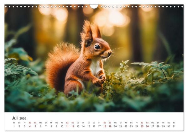 Produktbild: Das geheime Leben der Eichh&ouml;rnchen - Ein Jahr zwischen Baumwipfeln und Nussverstecken (Wandkalender 2026 DIN A3 quer), CALVENDO Monatskalender