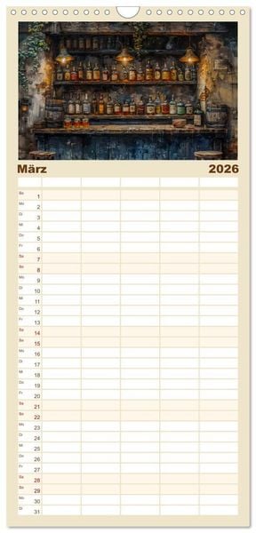 Produktbild: Familienplaner 2026 - Spirit of Whisky mit 5 Spalten (Wandkalender, 21 x 45 cm) CALVENDO