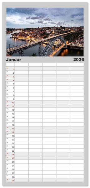 Produktbild: Familienplaner 2026 - Ikonische Br&uuml;cken zwischen Geschichte und Gegenwart mit 5 Spalten (Wandkalender, 21 x 45 cm) CALVENDO