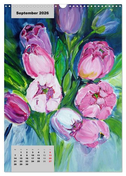 Produktbild: Blumen in Acryl (Wandkalender 2026 DIN A3 hoch), CALVENDO Monatskalender