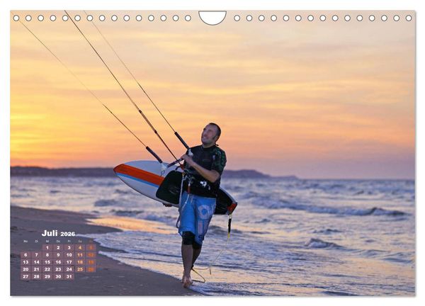 Produktbild: Kitesurfen: Mit Drachen am Meer (Wandkalender 2026 DIN A4 quer), CALVENDO Monatskalender