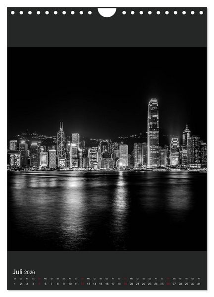 Produktbild: Hongkong schwarzwei&szlig; (Wandkalender 2026 DIN A4 hoch), CALVENDO Monatskalender