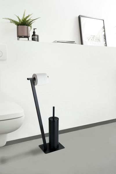 Produktbild: Stand WC-Garnitur Mod. Lirio Schwarz matt, mit viereckiger Bodenplatte