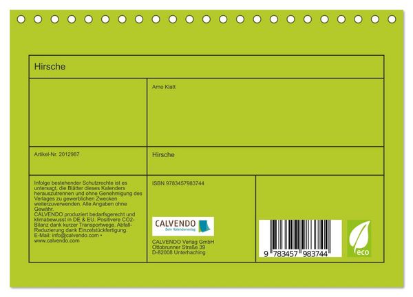 Produktbild: Hirsche (Tischkalender 2026 DIN A5 quer), CALVENDO Monatskalender