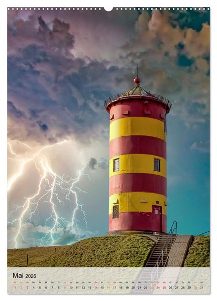 Produktbild: Leuchtt&uuml;rme im Gewitter (Wandkalender 2026 DIN A2 hoch), CALVENDO Monatskalender