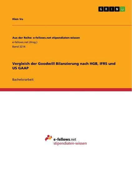 Vergleich der Goodwill Bilanzierung nach HGB, IFRS und US GAAP, Taschenbuch von Hien Vu, GRIN, 9783668988422