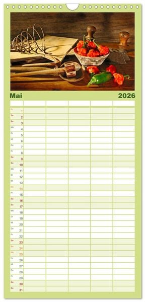 Produktbild: Familienplaner 2026 - Zeitreise auf dem K&uuml;chentisch mit 5 Spalten (Wandkalender, 21 x 45 cm) CALVENDO