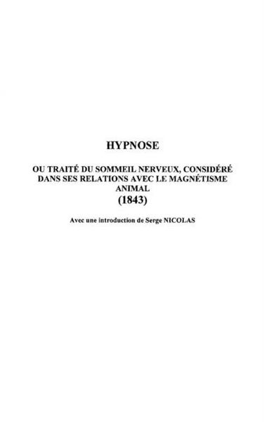 Produktbild: Hypnose ou traite du sommeil nerveux