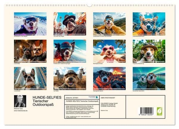 Produktbild: HUNDE-SELFIES Tierischer Outdoorspa&szlig; (hochwertiger Premium Wandkalender 2026 DIN A2 quer), Kunstdruck in Hochglanz