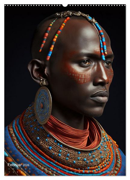 Produktbild: Inspiriert von den Massai, den stolzen Kriegern Afrikas (hochwertiger Premium Wandkalender 2026 DIN A2 hoch), Kunstdruck in Hochglanz