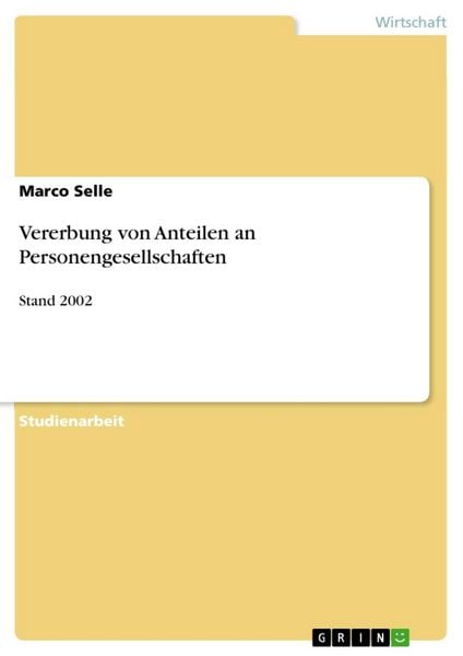 Produktbild: Vererbung von Anteilen an Personengesellschaften