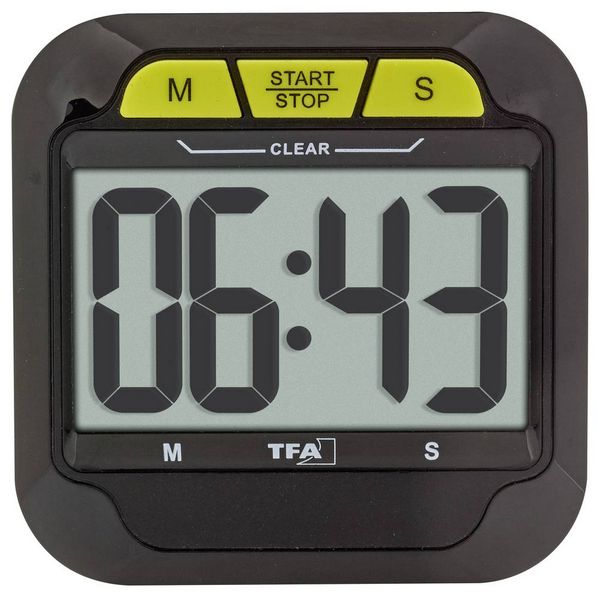 Produktbild: TFA Dostmann Digitaler Timer und Stoppuhr mit gro&szlig;en Ziffern Timer Schwarz digital