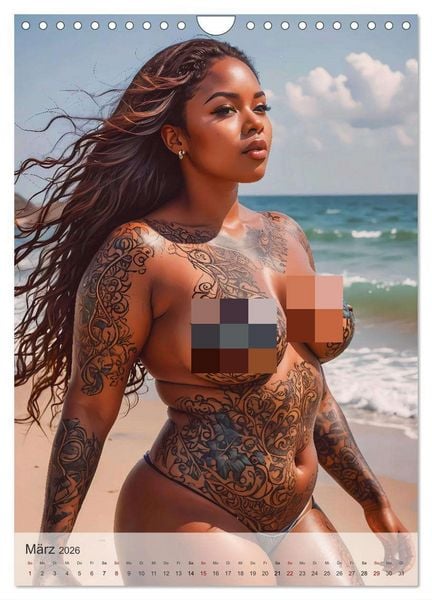 Produktbild: Verf&uuml;hrerische Momente - Kurven und Tattoos (Wandkalender 2026 DIN A4 hoch), CALVENDO Monatskalender