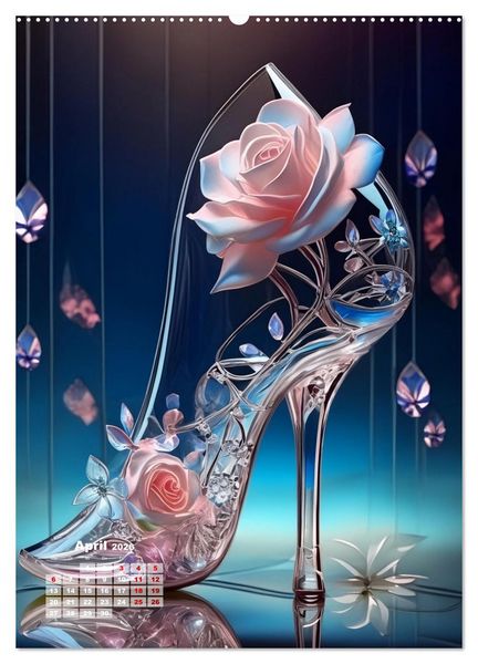 Produktbild: Gl&auml;serne Schuhe - M&auml;rchenhafte Pumps voller funkelnder Tr&auml;ume (hochwertiger Premium Wandkalender 2026 DIN A2 hoch), Kunstdruck in Hochglanz