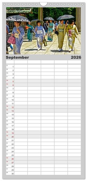 Produktbild: Familienplaner 2026 - Japan - Hightech und Tradition mit 5 Spalten (Wandkalender, 21 x 45 cm) CALVENDO