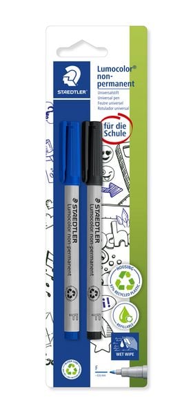 Produktbild: STAEDTLER Lumocolor School non perm F blau/schwarz