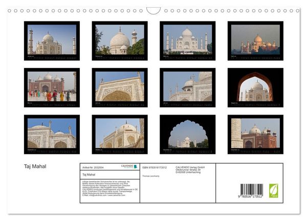 Produktbild: Taj Mahal (Wandkalender 2026 DIN A3 quer), CALVENDO Monatskalender
