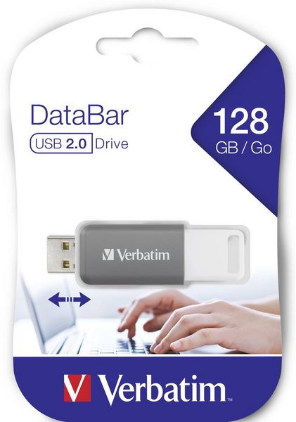 Produktbild: Verbatim V DataBar USB 2.0 Drive USB-Stick 128GB Grau 49456 USB-A (USB 2.0)