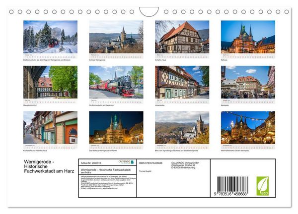 Produktbild: Wernigerode - Historische Fachwerkstadt am Harz (Wandkalender 2026 DIN A4 quer), CALVENDO Monatskalender