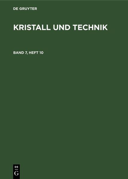 Produktbild: Kristall und Technik. Band 7, Heft 10
