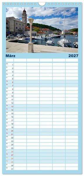 Produktbild: Familienplaner 2027 - Dalmatien - Stille Orte mit 5 Spalten (Wandkalender, 21 x 45 cm) CALVENDO