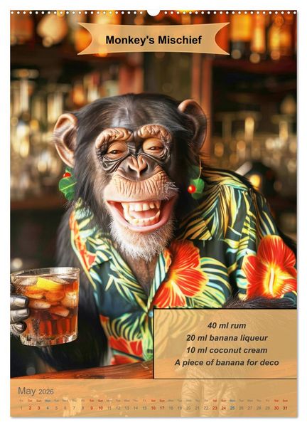 Produktbild: Animal cocktail creations for bartenders (High Quality Premium Wall Calendar 2026 DIN A2 portrait),CALVENDO 12 Month Wall Calendar