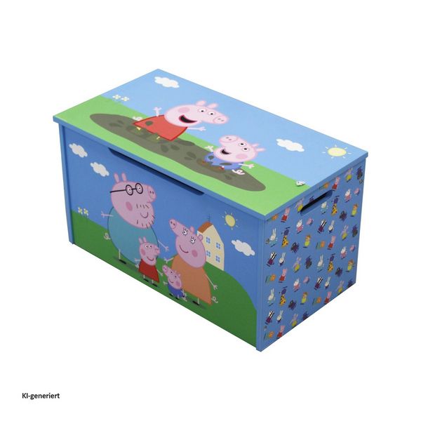 Produktbild: HTI-Living Peppa Pig Spielzeugkiste mit Deckel Kinder Aufbewahrungsbox Hellblau