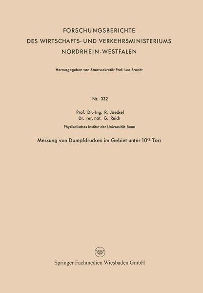 Produktbild: Messung von Dampfdrucken im Gebiet unter 10-2 Torr