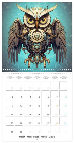 Produktbild: Cr&eacute;atures r&eacute;tro-m&eacute;caniques (Calendrier mural carr&eacute; 2026 30x30 cm) Calendrier double avec une page pour vos prises de notes