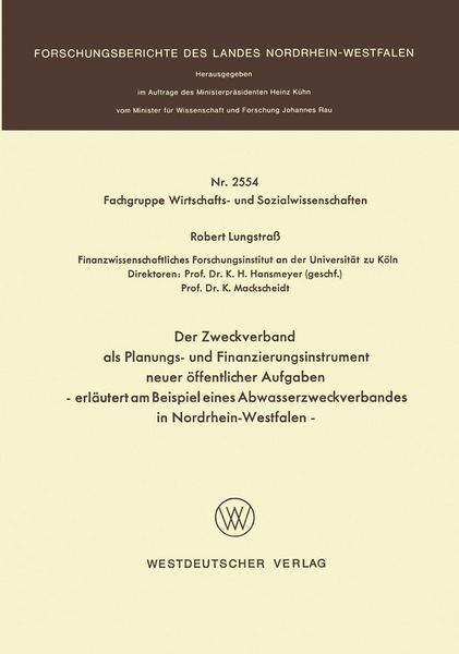 Produktbild: Der Zweckverband als Planungs- und Finanzierungsinstrument neuer &ouml;ffentlicher Aufgaben