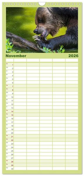 Produktbild: Familienplaner 2026 - Grizzlys und Geisterb&auml;ren - Glendale Cove, Kanada mit 5 Spalten (Wandkalender, 21 x 45 cm) CALVENDO