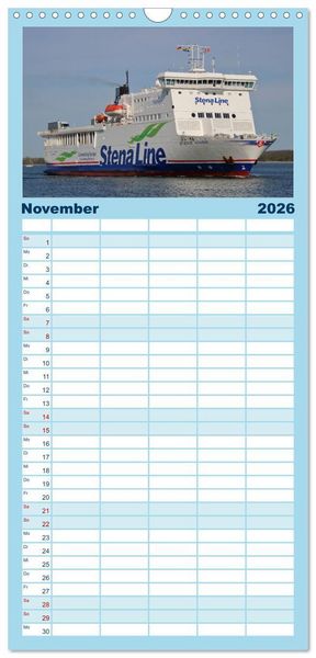 Produktbild: Familienplaner 2026 - Shipspotting Travem&uuml;nde mit 5 Spalten (Wandkalender, 21 x 45 cm) CALVENDO