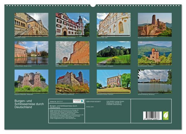 Produktbild: Burgen- und Schl&ouml;sserreise durch Deutschland (hochwertiger Premium Wandkalender 2026 DIN A2 quer), Kunstdruck in Hochglanz