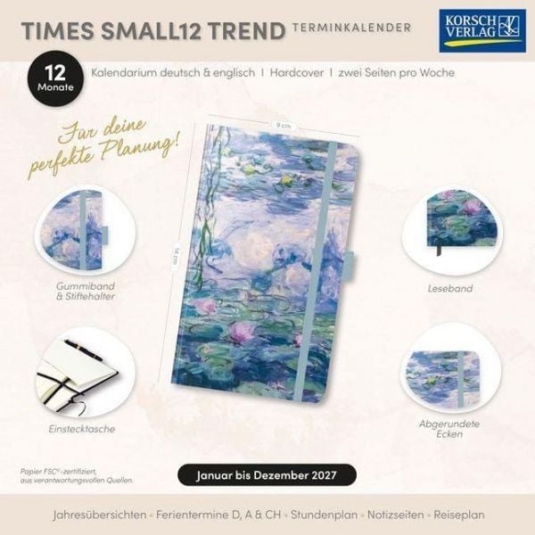 Produktbild: Buchkalender Times Small12 Trend Claude Monet 2027