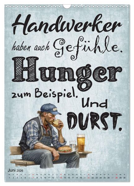 Produktbild: Handwerker Spr&uuml;che (Wandkalender 2026 DIN A3 hoch), CALVENDO Monatskalender