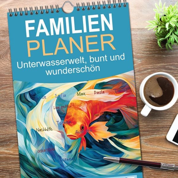 Produktbild: Familienplaner 2026 - Unterwasserwelt, bunt und wundersch&ouml;n mit 5 Spalten (Wandkalender, 21 x 45 cm) CALVENDO