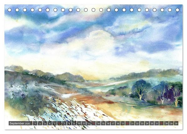 Produktbild: Landschaft in Aquarell (Tischkalender 2026 DIN A5 quer), CALVENDO Monatskalender