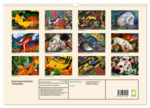 Produktbild: Expressionistische Tierwelten (Wandkalender 2026 DIN A3 quer), CALVENDO Monatskalender