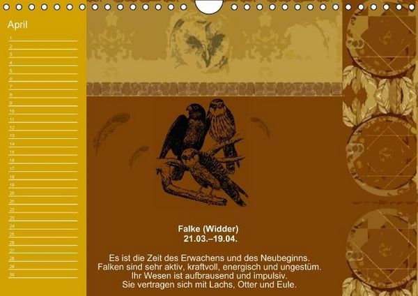Produktbild: Indianisches Horoskop / Geburtstagskalender (Wandkalender immerw&auml;hrend DIN A4 quer)