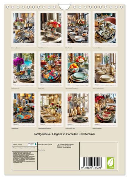 Produktbild: Tafelgedecke. Eleganz in Porzellan und Keramik (Wandkalender 2026 DIN A4 hoch), CALVENDO Monatskalender