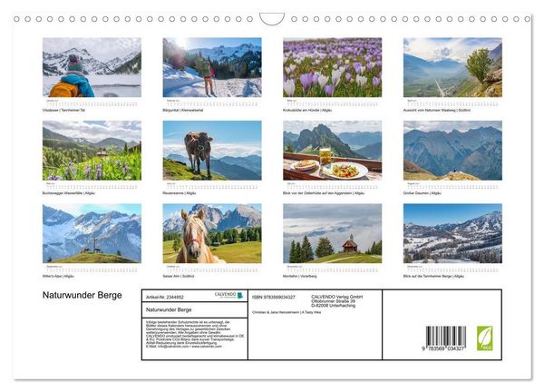 Produktbild: Naturwunder Berge (Wandkalender 2027 DIN A3 quer), CALVENDO Monatskalender