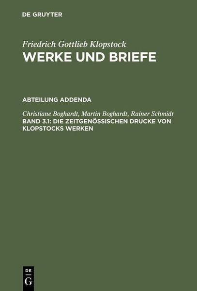 Produktbild: Die zeitgen&ouml;ssischen Drucke von Klopstocks Werken