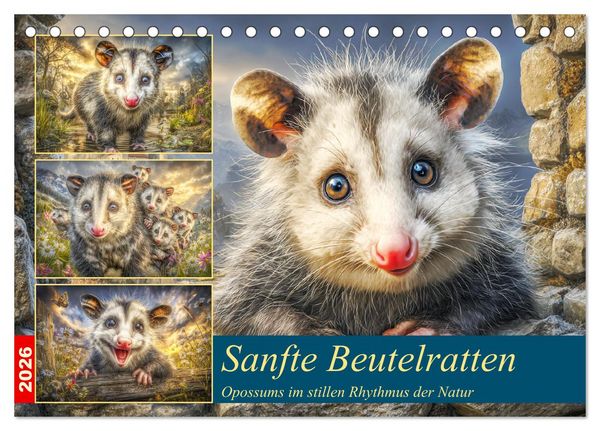 Sanfte Beutelratten. Opossums im stillen Rhythmus der Natur (Tischkalender 2026 DIN A5 quer), CALVENDO Monatskalender