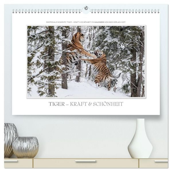 Produktbild: Emotionale Momente: Tiger - Kraft & Sch&ouml;nheit. / CH-Version (hochwertiger Premium Wandkalender 2026 DIN A2 quer), Kunstdruck in Hochglanz