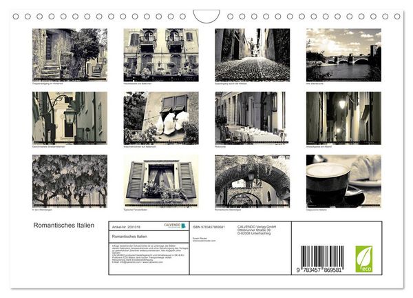 Produktbild: Romantisches Italien (Wandkalender 2026 DIN A4 quer), CALVENDO Monatskalender