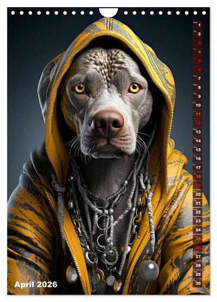 Produktbild: Stylish Dogs (Wall Calendar 2026 DIN A4 portrait), CALVENDO 12 Month Wall Calendar